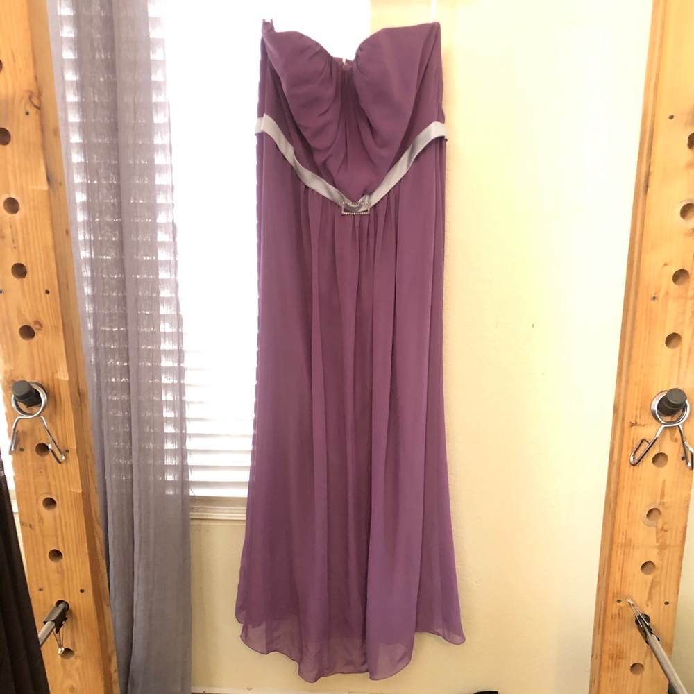 Purple Strapless Formal Dress with Silver Belt